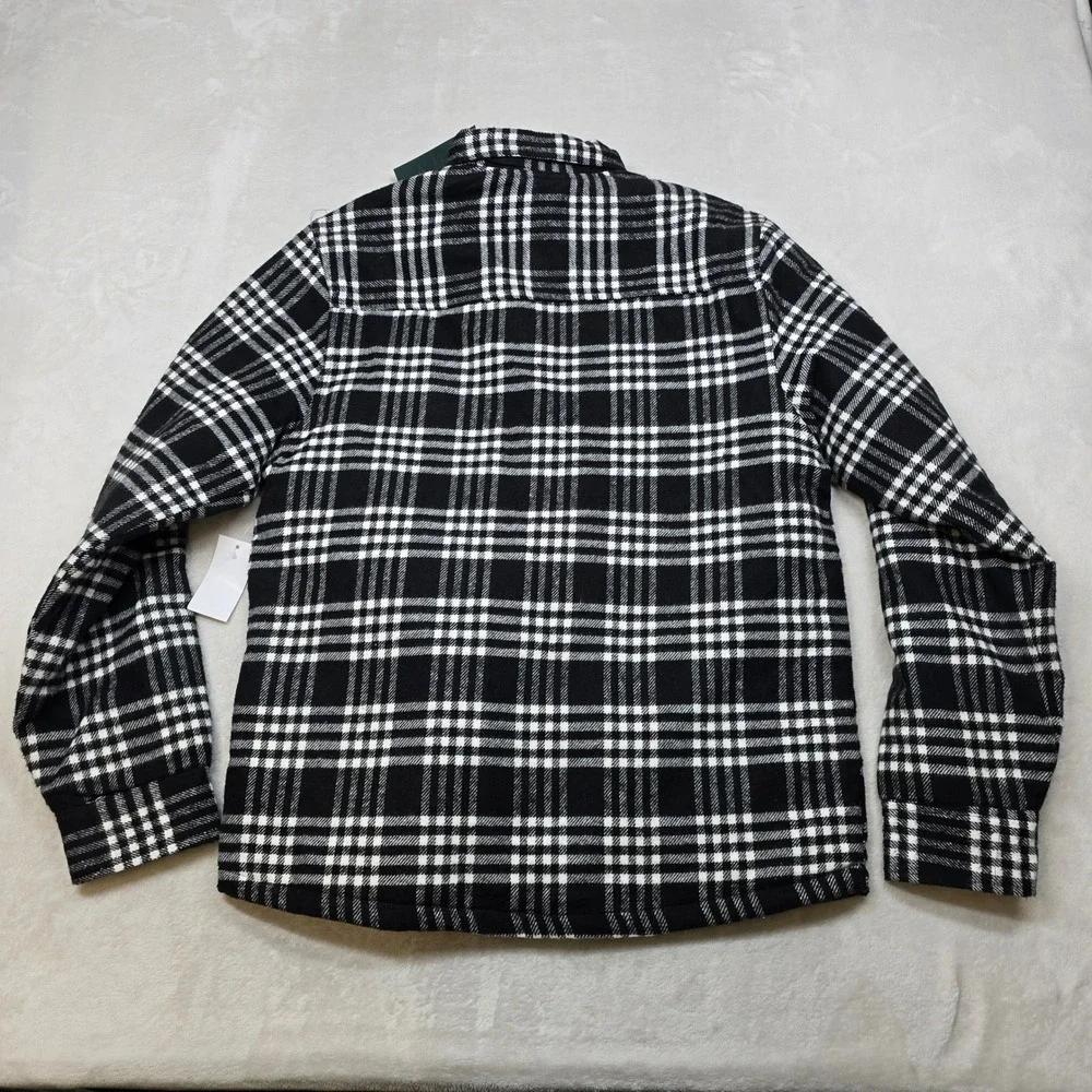 Sovereign Code Shirt Jacket Mens Medium Black‎ White Plaid Quilted Lined Zip NEW